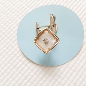 Vintage Rhinestone silver/ gold tone  Cuff links,square 7/8, mint